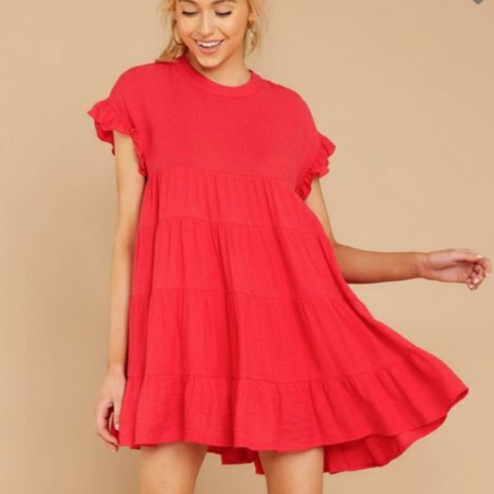 Red Dress coral Swing Dress